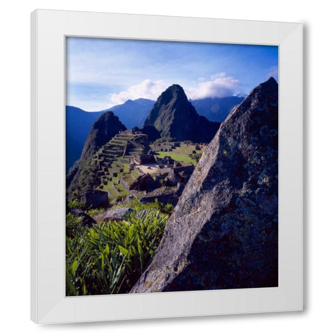 Peru, Andes Mountains Ruins of Machu Picchu White Modern Wood Framed Art Print by Zuckerman, Jim