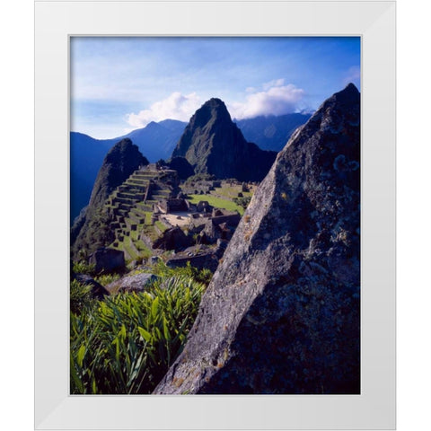 Peru, Andes Mountains Ruins of Machu Picchu White Modern Wood Framed Art Print by Zuckerman, Jim