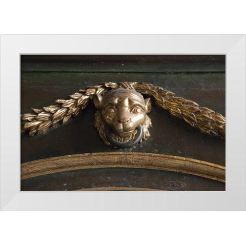 Peru, Lima Lions head in the Basilica Cathedral White Modern Wood Framed Art Print by Kaveney, Wendy