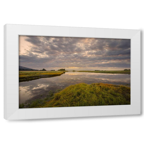 Sunrise on slough of Silver Salmon Creek-Lake Clark National Park and Preserve-Alaska White Modern Wood Framed Art Print by Jones, Adam