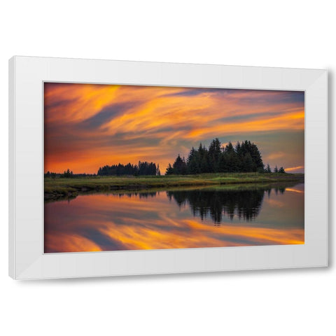 Sunrise on slough of Silver Salmon Creek-Lake Clark National Park and Preserve-Alaska White Modern Wood Framed Art Print by Jones, Adam