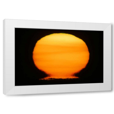 AK, Homer Sun at sunset distorted White Modern Wood Framed Art Print by Morris, Arthur