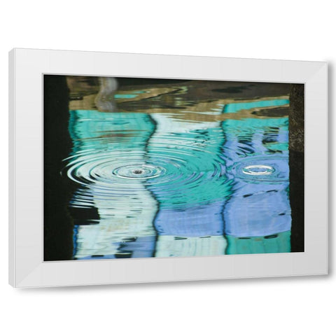 AK, Petersburg Reflections of harbor buildings White Modern Wood Framed Art Print by Rotenberg, Nancy