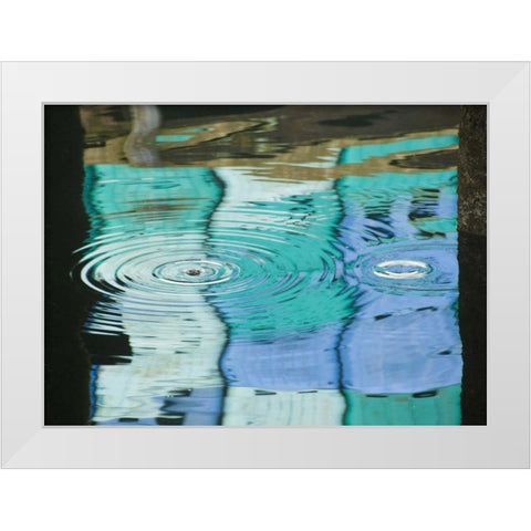 AK, Petersburg Reflections of harbor buildings White Modern Wood Framed Art Print by Rotenberg, Nancy