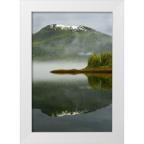 Alaska, Inside Passage Foggy forest and Mountain White Modern Wood Framed Art Print by Rotenberg, Nancy