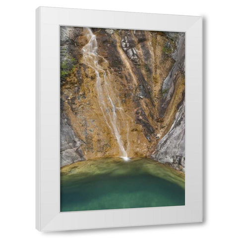 AK, Alsek River Valley Waterfall forms pool White Modern Wood Framed Art Print by Paulson, Don