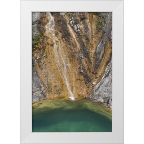 AK, Alsek River Valley Waterfall forms pool White Modern Wood Framed Art Print by Paulson, Don