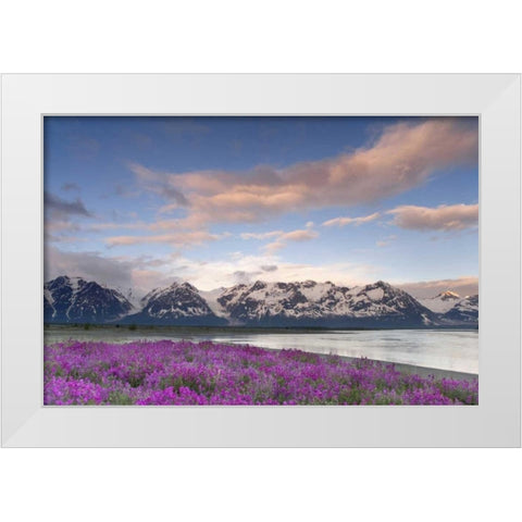 AK, Alsek-Tatshenshini Mountain scenic at sunset White Modern Wood Framed Art Print by Paulson, Don
