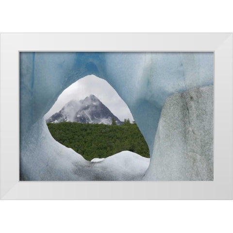 Alaska, Alsek Lake Mountain framed by iceberg White Modern Wood Framed Art Print by Paulson, Don