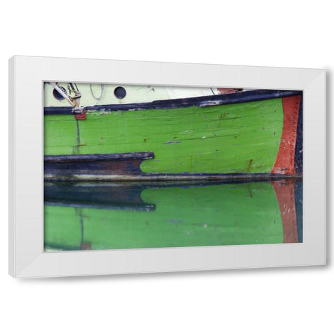 AK, Hoonah Fishing boat reflection in water White Modern Wood Framed Art Print by Paulson, Don