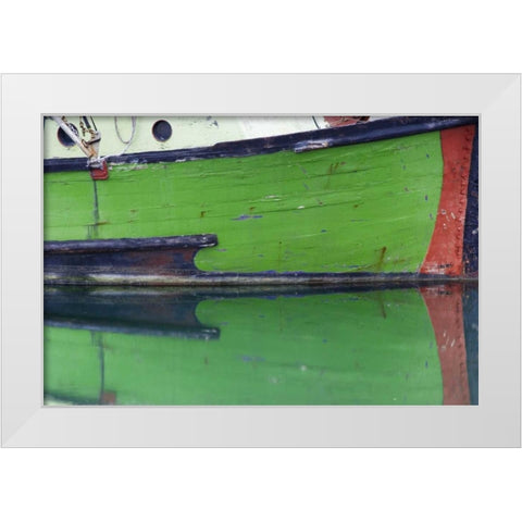AK, Hoonah Fishing boat reflection in water White Modern Wood Framed Art Print by Paulson, Don