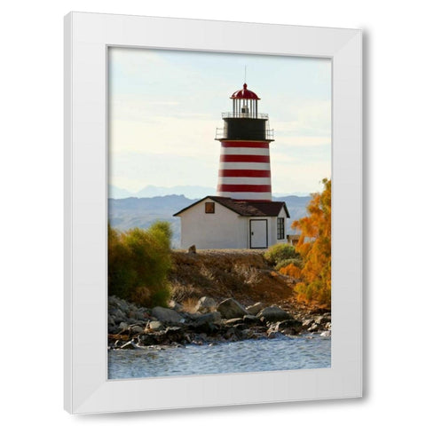 AZ, Lake Havasu City West Quoddy Lighthouse White Modern Wood Framed Art Print by Lord, Fred