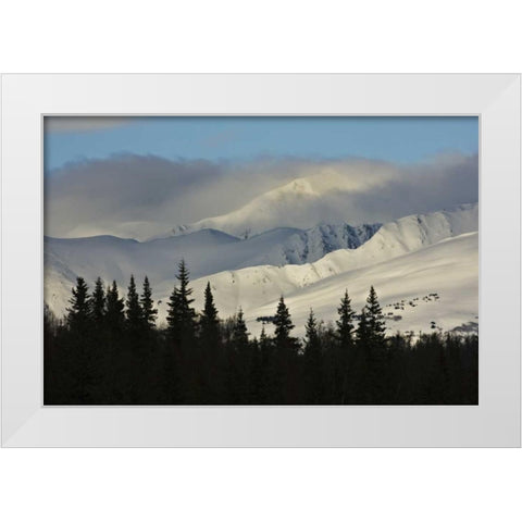 AK, Snowy kenai mountains along Turnagain Pass White Modern Wood Framed Art Print by Grall, Don
