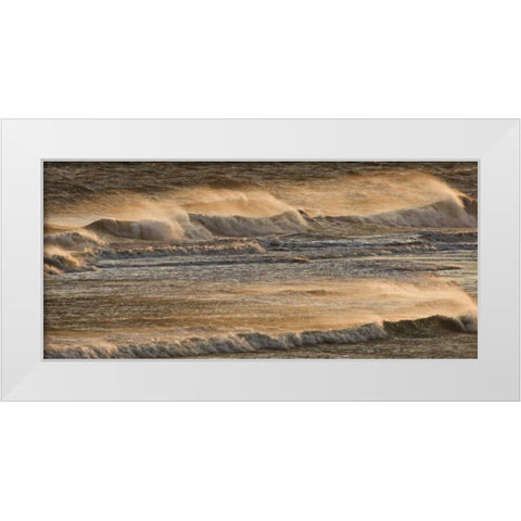 AK, Kachemak Bay Breaking waves at sunset White Modern Wood Framed Art Print by Grall, Don