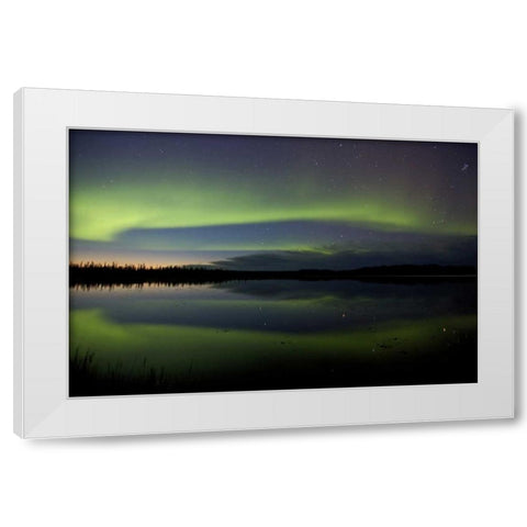 AK, Arctic Circle, Bettles The northern lights White Modern Wood Framed Art Print by Anon, Josh