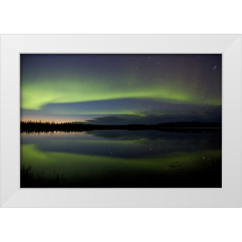 AK, Arctic Circle, Bettles The northern lights White Modern Wood Framed Art Print by Anon, Josh