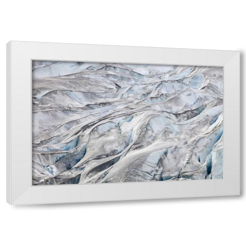 AK, Glacier Bay NP, Reid Glacier Ice patterns White Modern Wood Framed Art Print by Paulson, Don