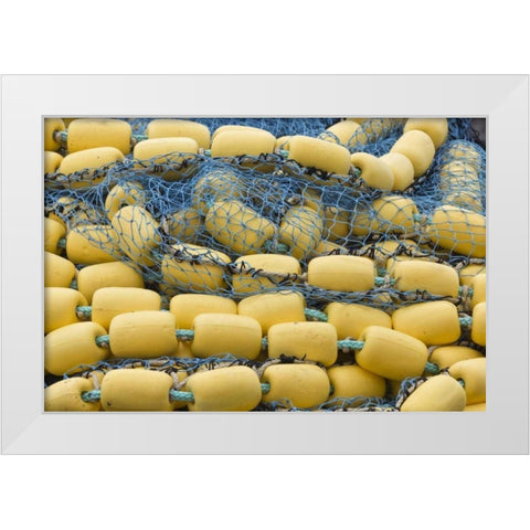 Alaska, Hoonah Commercial fishing net and floats White Modern Wood Framed Art Print by Paulson, Don