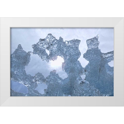 AK Sun shining through ice of McBride Glacier White Modern Wood Framed Art Print by Paulson, Don