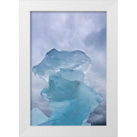 AK, Glacier Bay NP Ice formation and clouds White Modern Wood Framed Art Print by Paulson, Don