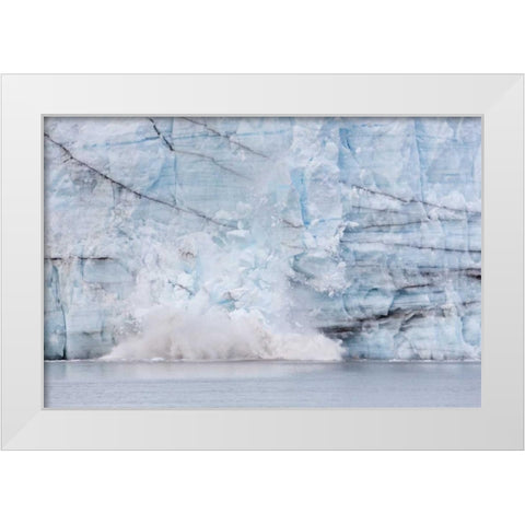 AK, Glacier Bay Calving of the Margerie Glacier White Modern Wood Framed Art Print by Paulson, Don