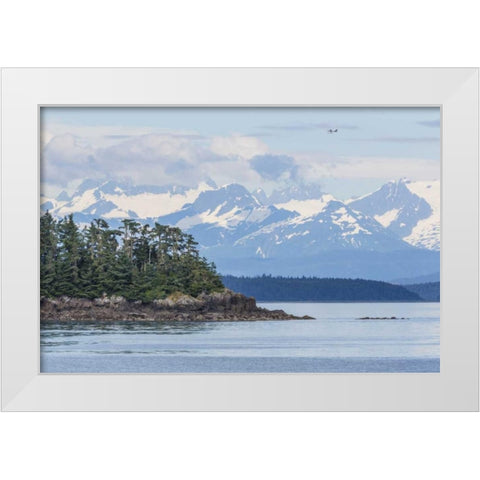 Alaska Air taxi flies over mountain landscape White Modern Wood Framed Art Print by Paulson, Don