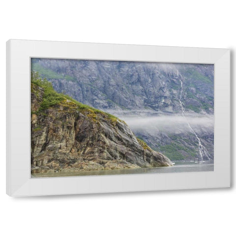 Alaska, Glacier Bay Waterfall on mountain slope White Modern Wood Framed Art Print by Paulson, Don