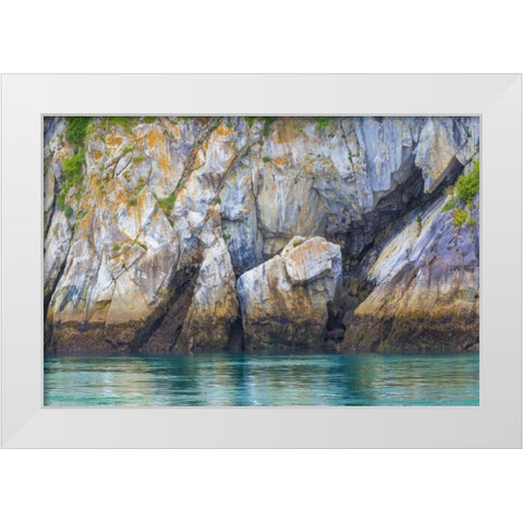 Alaska, Glacier Bay NP Cliff and seawater White Modern Wood Framed Art Print by Paulson, Don