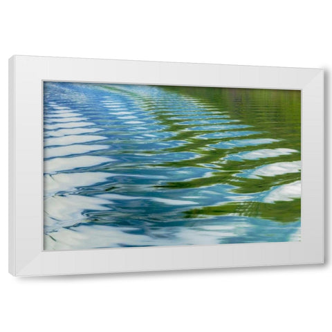 AK, Glacier Bay NP Boat wake in Dundas Bay White Modern Wood Framed Art Print by Paulson, Don