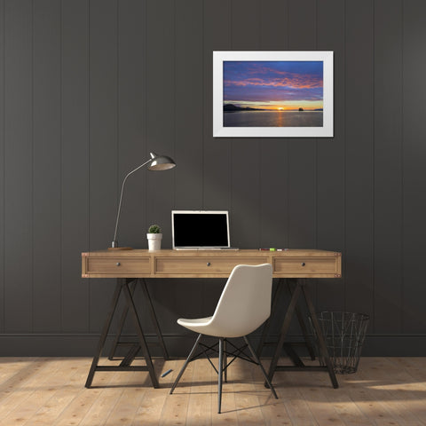 Alaska Sunset on Flynn Cove White Modern Wood Framed Art Print by Paulson, Don