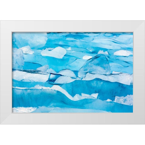 Alaska, Glacier Bay NP Close-up of blue ice White Modern Wood Framed Art Print by Paulson, Don