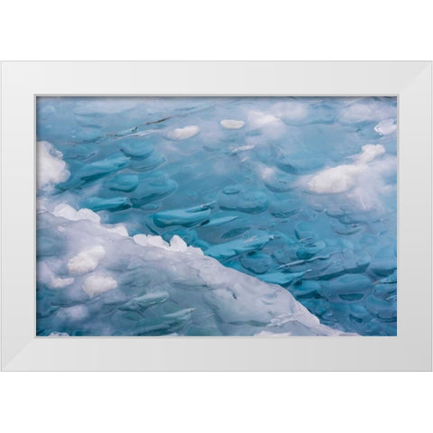 USA, Alaska, Glacier Bay NP Close-up of blue ice White Modern Wood Framed Art Print by Paulson, Don