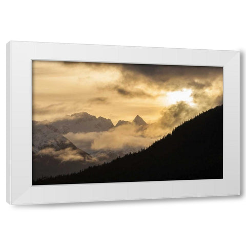 Alaska, Chilkat River Valley Mountain sunrise White Modern Wood Framed Art Print by Illg, Cathy and Gordon
