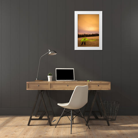 Alaska-Fairbanks Quinzhee snow hut with snowshoes and poles White Modern Wood Framed Art Print by Jaynes Gallery