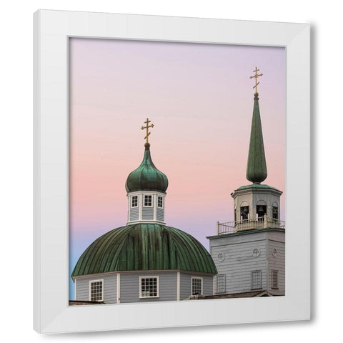 Alaska-Sitka Steeples of St Michaels Russian Orthodox Cathedral  White Modern Wood Framed Art Print by Jaynes Gallery