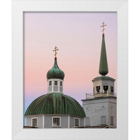 Alaska-Sitka Steeples of St Michaels Russian Orthodox Cathedral  White Modern Wood Framed Art Print by Jaynes Gallery