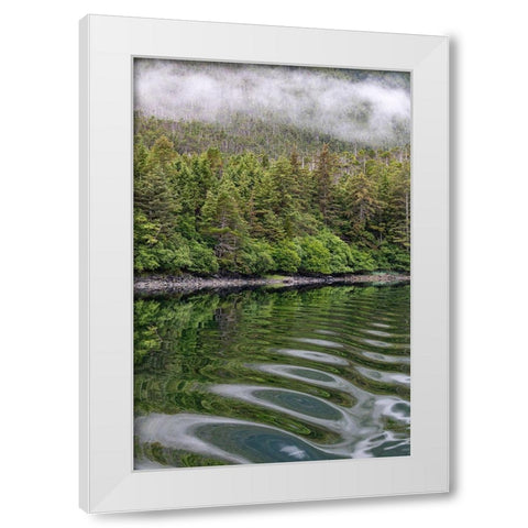 Alaska-Tongass National Forest Boat wake ripples in Mirror Harbor  White Modern Wood Framed Art Print by Jaynes Gallery