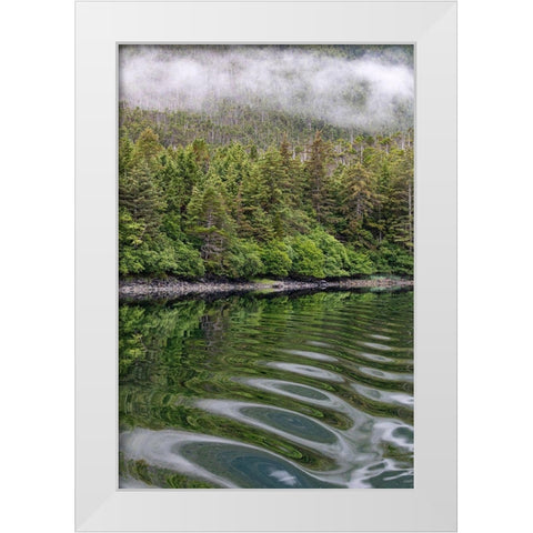 Alaska-Tongass National Forest Boat wake ripples in Mirror Harbor  White Modern Wood Framed Art Print by Jaynes Gallery
