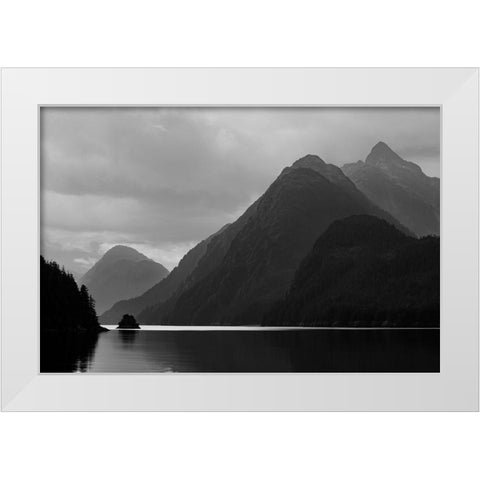 Alaska-Tongass National Forest BandW of stormy landscape on Lisianski Inlet  White Modern Wood Framed Art Print by Jaynes Gallery
