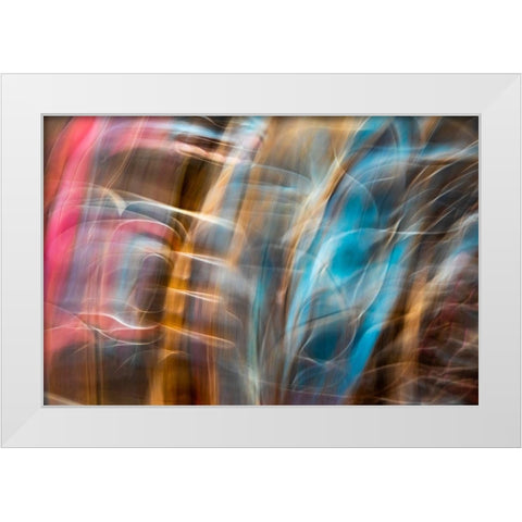 Alaska-Juneau Blur of clothing worn by native Americas  White Modern Wood Framed Art Print by Jaynes Gallery