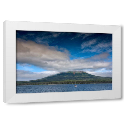 Usa-Alaska This perfect volcano rises from the sea near Sitka White Modern Wood Framed Art Print by Sederquist, Betty