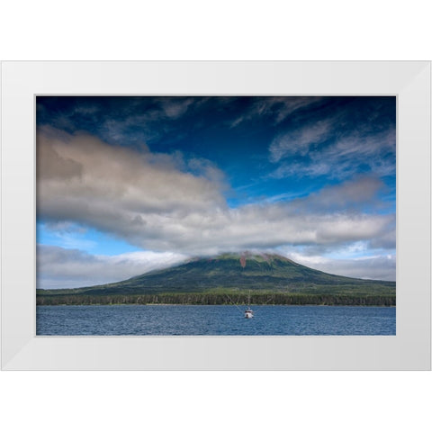 Usa-Alaska This perfect volcano rises from the sea near Sitka White Modern Wood Framed Art Print by Sederquist, Betty