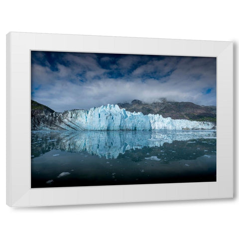 The waters of Tarr Inlet create a perfect reflection for the terminus of Margerie Glacier White Modern Wood Framed Art Print by Sederquist, Betty
