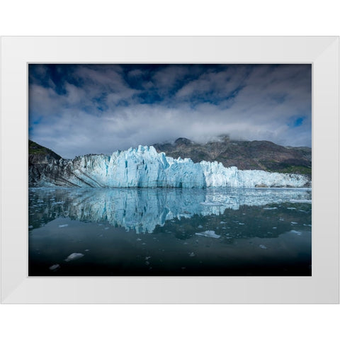 The waters of Tarr Inlet create a perfect reflection for the terminus of Margerie Glacier White Modern Wood Framed Art Print by Sederquist, Betty