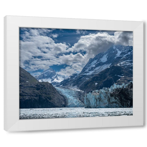High mountains surrounding Johns Hopkins Inlet generate numerous glaciers. White Modern Wood Framed Art Print by Sederquist, Betty