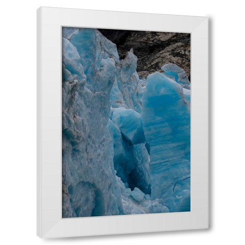 Ice glows brilliant blue at the terminus of Margerie Glacier. White Modern Wood Framed Art Print by Sederquist, Betty