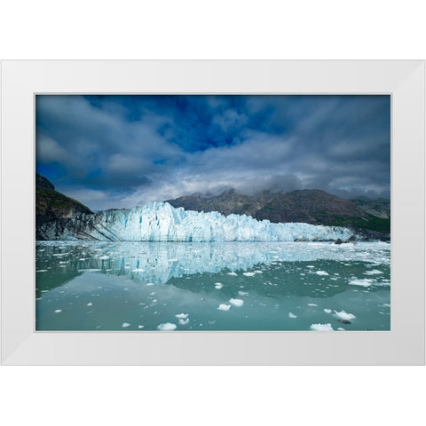 Margerie Glacier reflected in this calm water view. White Modern Wood Framed Art Print by Sederquist, Betty