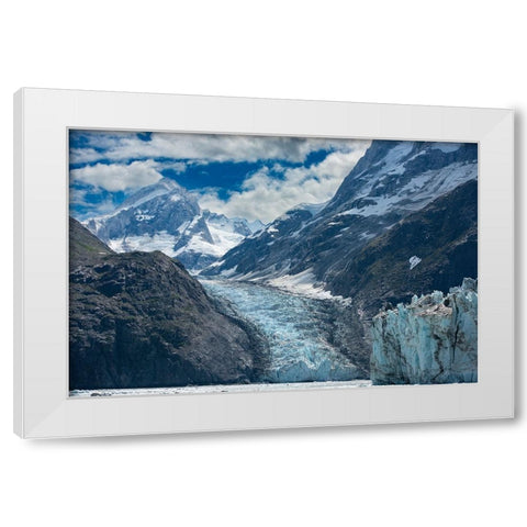 Mighty mountains towering above an unnamed glacier in Johns Hopkins Inlet. White Modern Wood Framed Art Print by Sederquist, Betty