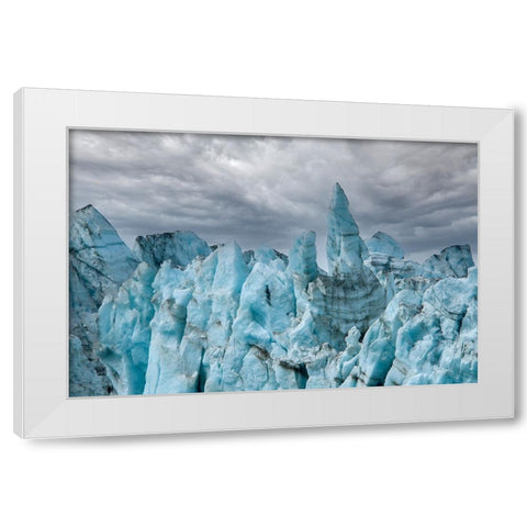 Rugged ice at the face of Margerie Glacier make it impossible to cross this terrain. White Modern Wood Framed Art Print by Sederquist, Betty