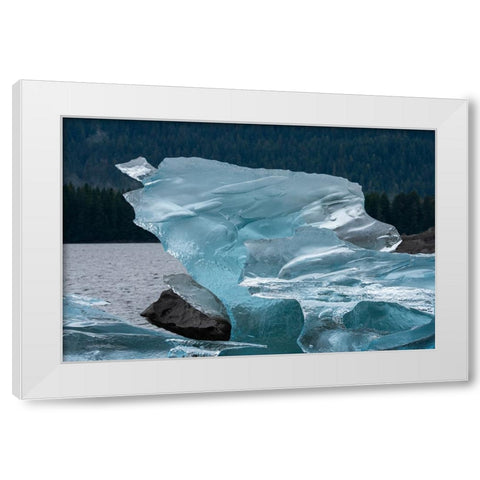 Crystalline iceberg shines in Endicott Arm. White Modern Wood Framed Art Print by Sederquist, Betty